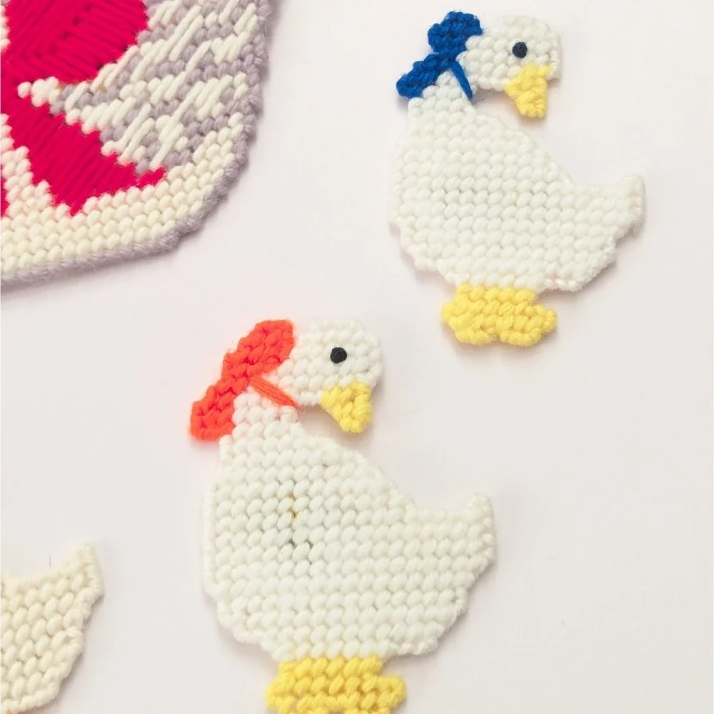 Handmade Goose Duck Country Kitchen Magnets Needlepoint Plastic Canvas Lot Of 5